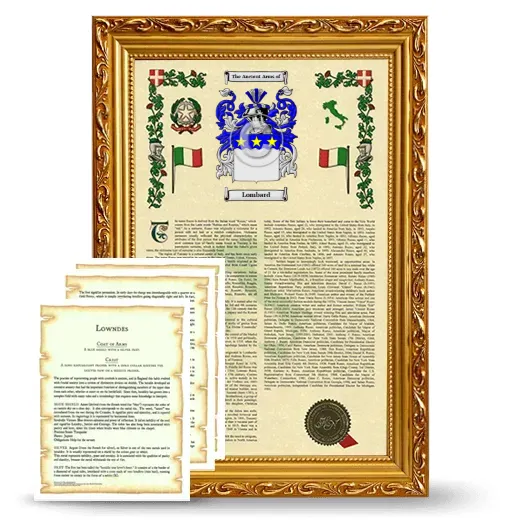 Lombard Framed Armorial History and Symbolism - Gold
