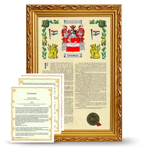 Lowenhaupt Framed Armorial History and Symbolism - Gold