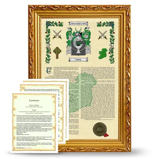 Lowry Framed Armorial History and Symbolism - Gold