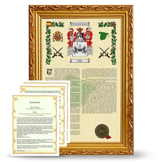 Loyo Framed Armorial History and Symbolism - Gold