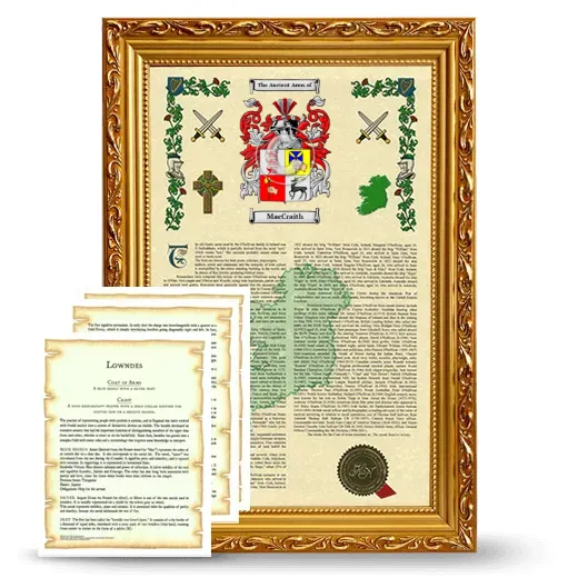 MacCraith Framed Armorial History and Symbolism - Gold