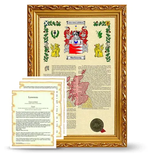 MacEanruig Framed Armorial History and Symbolism - Gold