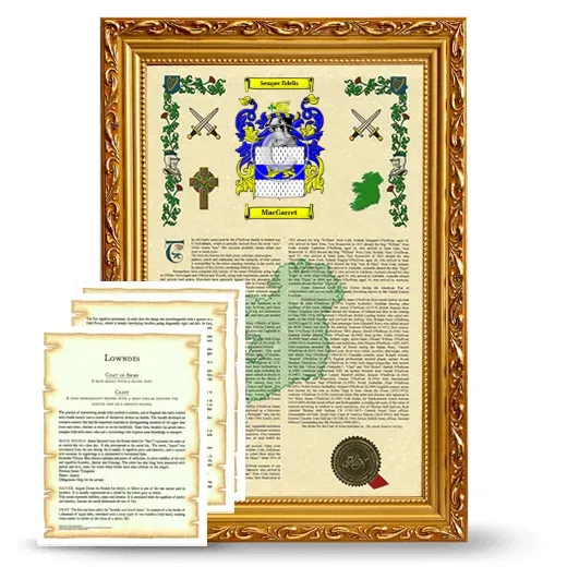 MacGarret Framed Armorial History and Symbolism - Gold