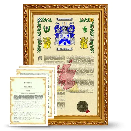 MacKellow Framed Armorial History and Symbolism - Gold