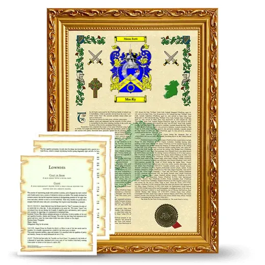 MacKy Framed Armorial History and Symbolism - Gold