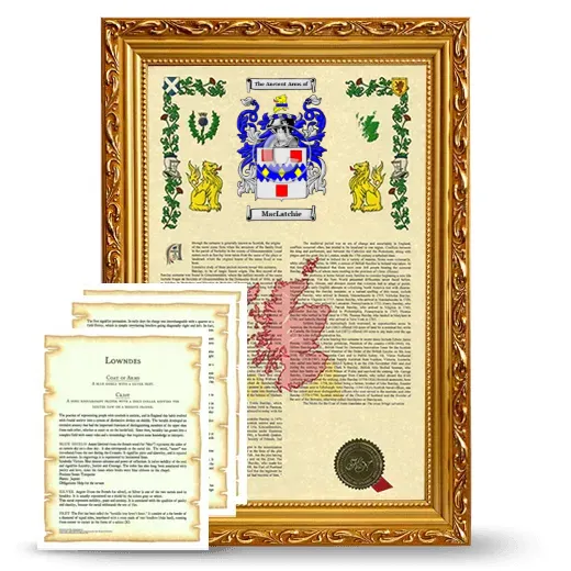 MacLatchie Framed Armorial History and Symbolism - Gold