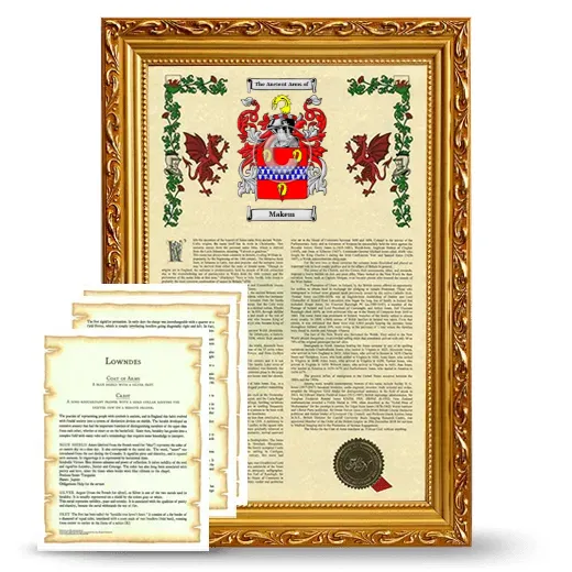 Makem Framed Armorial History and Symbolism - Gold