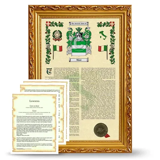 Mani Framed Armorial History and Symbolism - Gold