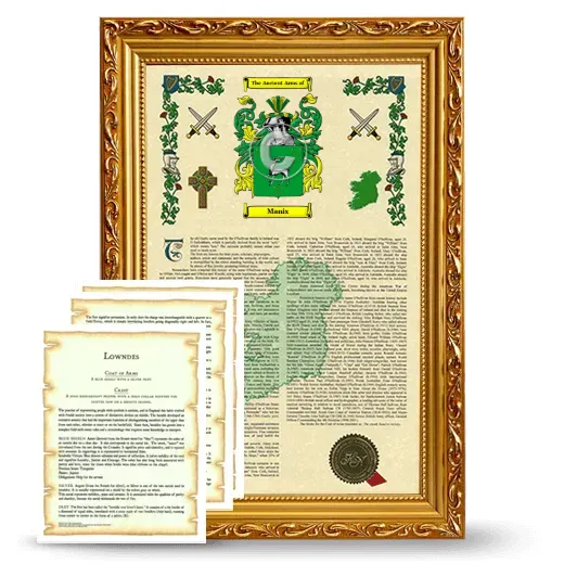 Manix Framed Armorial History and Symbolism - Gold