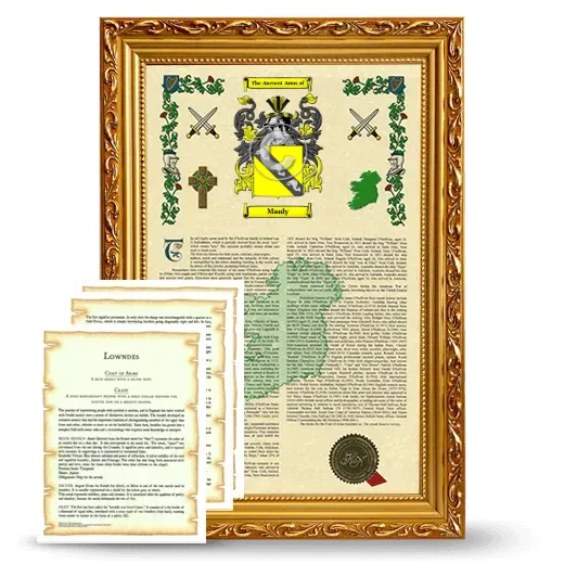 Manly Framed Armorial History and Symbolism - Gold
