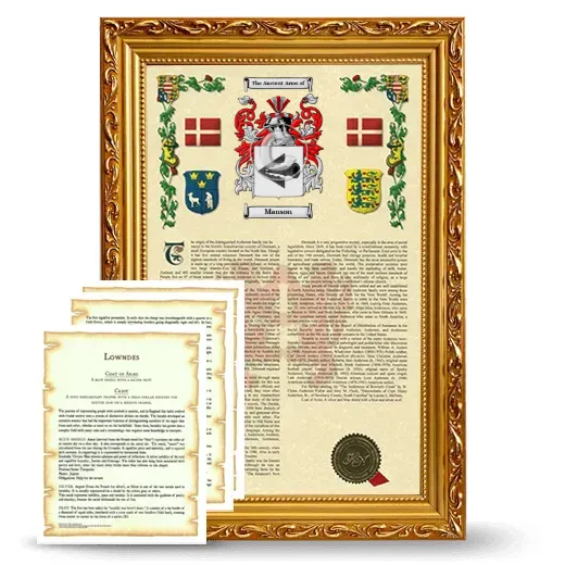 Manson Framed Armorial History and Symbolism - Gold