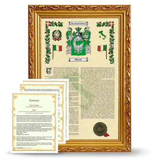 Marcat Framed Armorial History and Symbolism - Gold