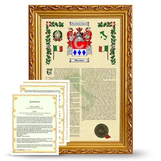 Marcones Framed Armorial History and Symbolism - Gold