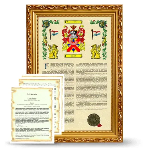 Marot Framed Armorial History and Symbolism - Gold