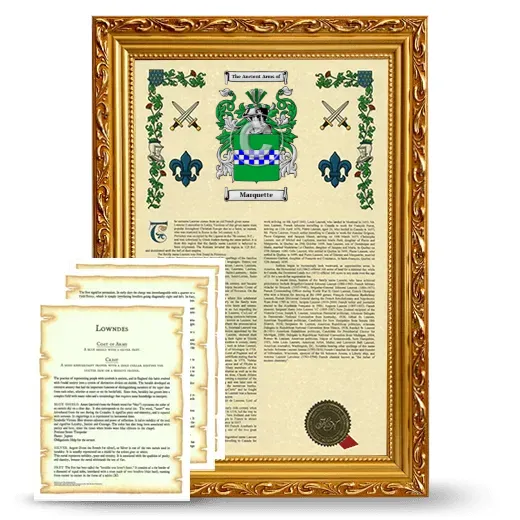 Marquette Framed Armorial History and Symbolism - Gold