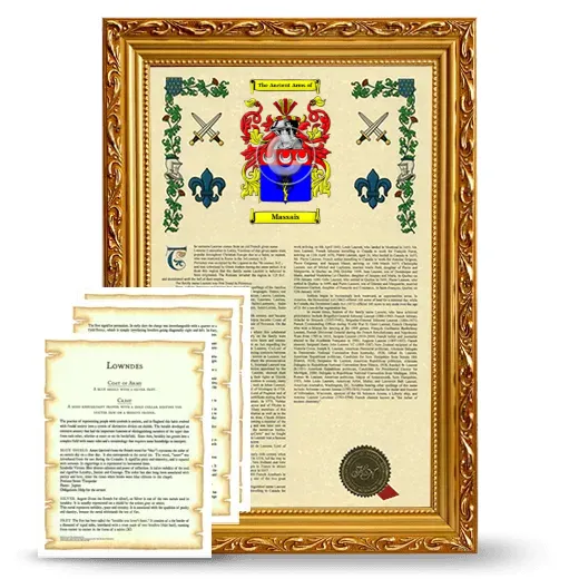 Massais Framed Armorial History and Symbolism - Gold