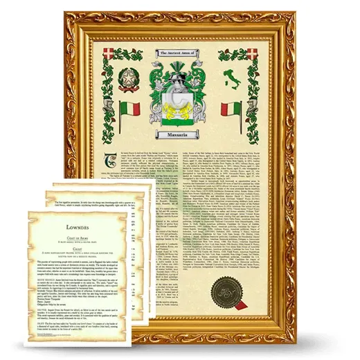 Massaria Framed Armorial History and Symbolism - Gold
