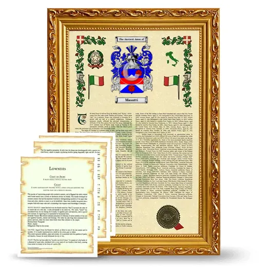 Masutti Framed Armorial History and Symbolism - Gold