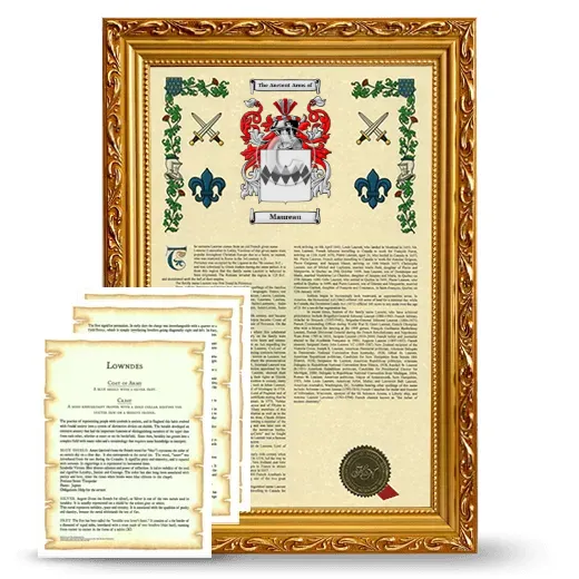 Maureau Framed Armorial History and Symbolism - Gold
