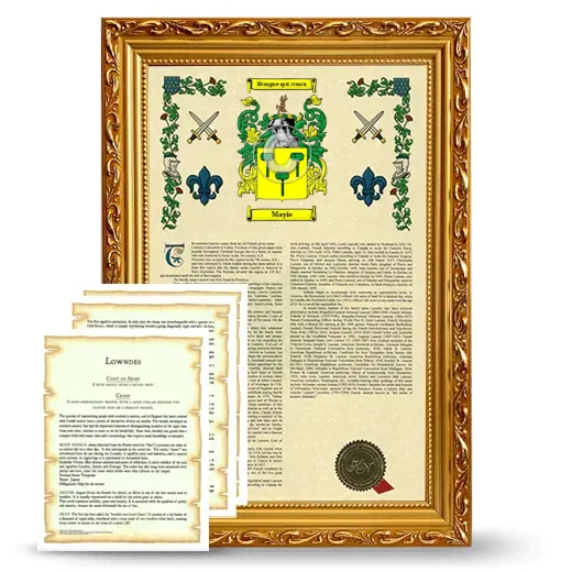 Mayie Framed Armorial History and Symbolism - Gold