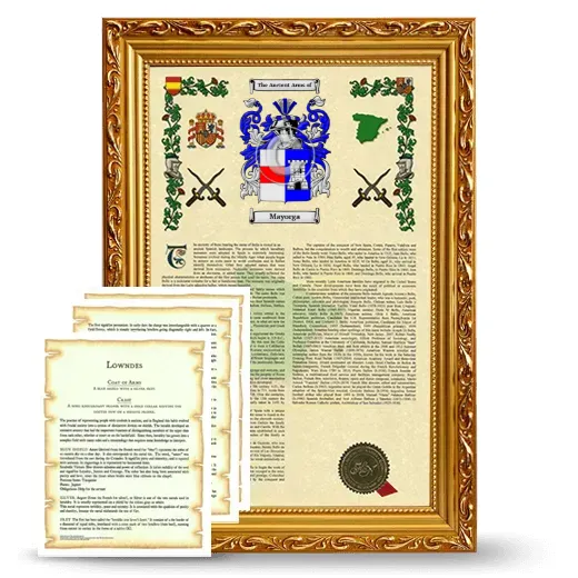 Mayorga Framed Armorial History and Symbolism - Gold