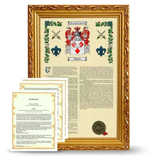 Mayres Framed Armorial History and Symbolism - Gold