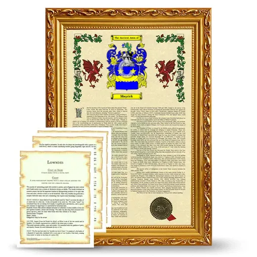 Mayrick Framed Armorial History and Symbolism - Gold
