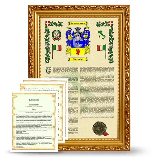 Mazzochi Framed Armorial History and Symbolism - Gold