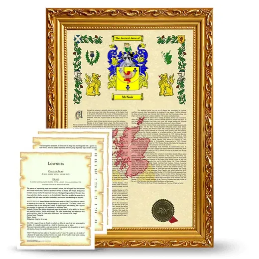 McNair Framed Armorial History and Symbolism - Gold