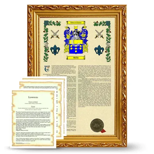 Mello Framed Armorial History and Symbolism - Gold