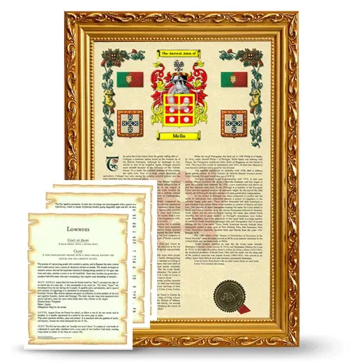 Mello Framed Armorial History and Symbolism - Gold