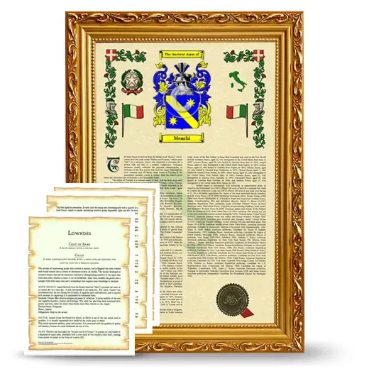 Menchi Framed Armorial History and Symbolism - Gold