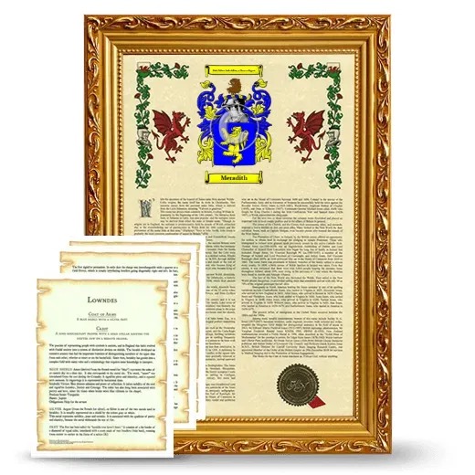Meradith Framed Armorial History and Symbolism - Gold