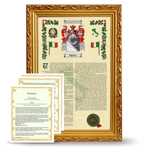 Migliaro Framed Armorial History and Symbolism - Gold