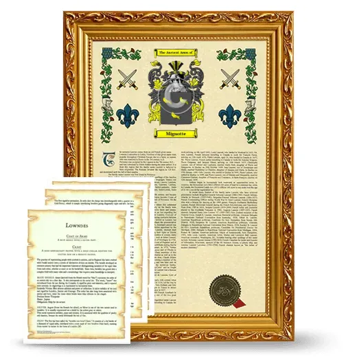 Mignotte Framed Armorial History and Symbolism - Gold