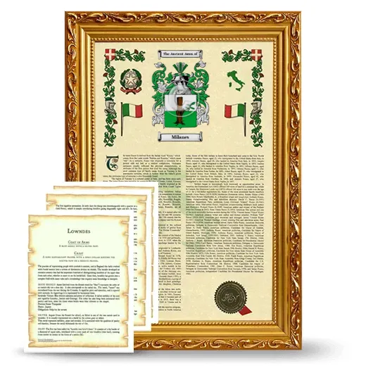 Milanes Framed Armorial History and Symbolism - Gold