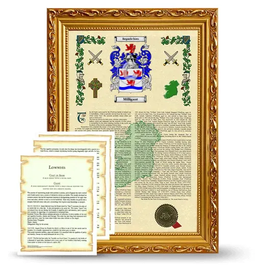 Milligant Framed Armorial History and Symbolism - Gold