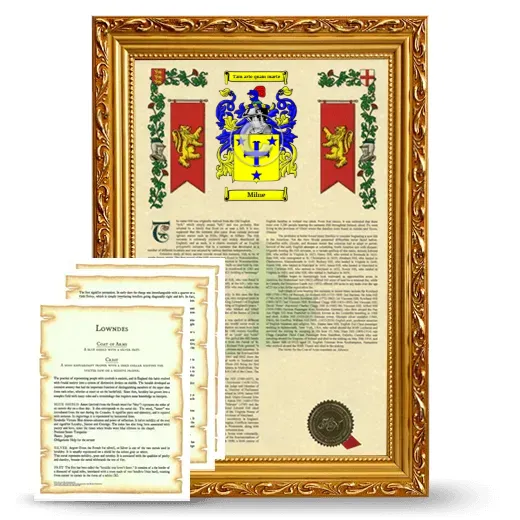 Milne Framed Armorial History and Symbolism - Gold