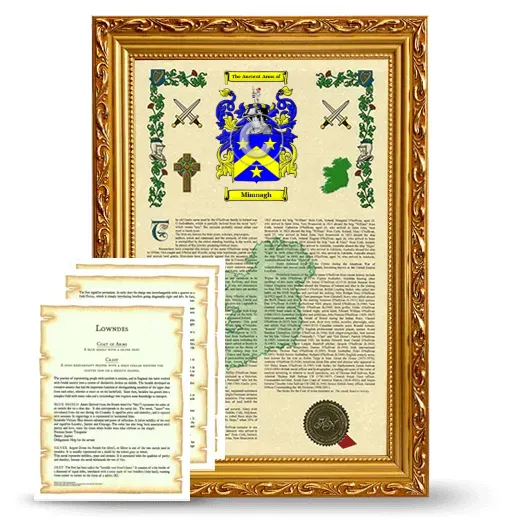 Mimnagh Framed Armorial History and Symbolism - Gold