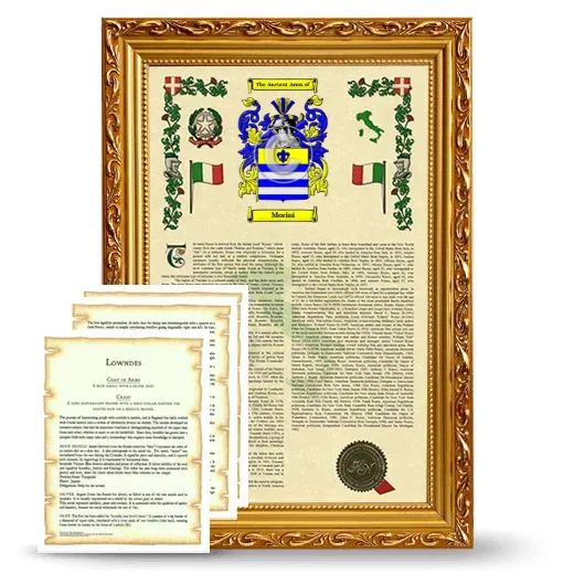 Morini Framed Armorial History and Symbolism - Gold