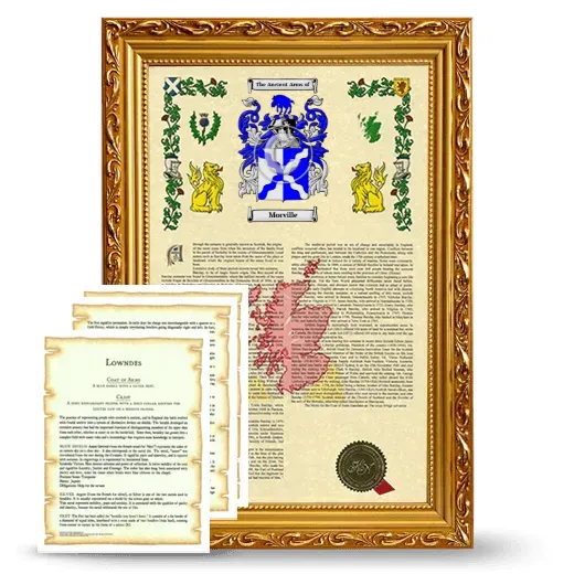 Morville Framed Armorial History and Symbolism - Gold