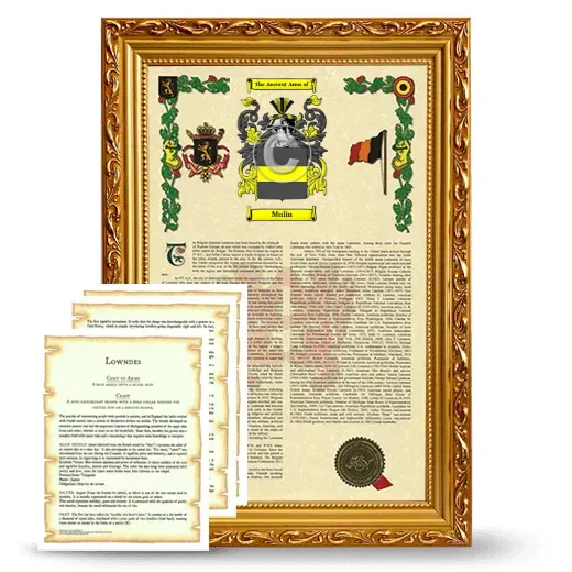 Mulin Framed Armorial History and Symbolism - Gold