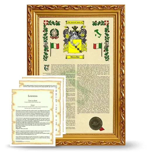 Musselini Framed Armorial History and Symbolism - Gold
