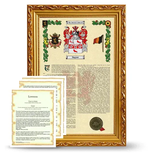Naguet Framed Armorial History and Symbolism - Gold