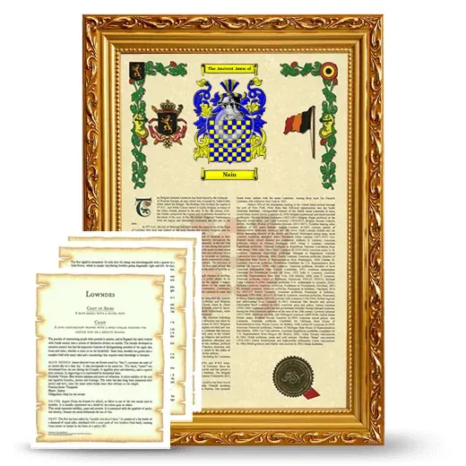 Nain Framed Armorial History and Symbolism - Gold