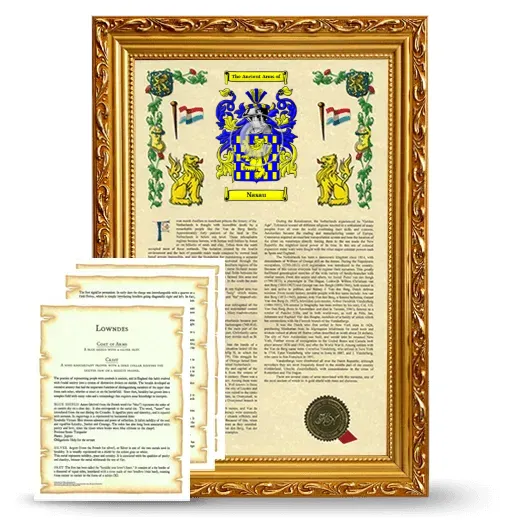 Nasau Framed Armorial History and Symbolism - Gold