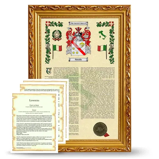 Natalis Framed Armorial History and Symbolism - Gold