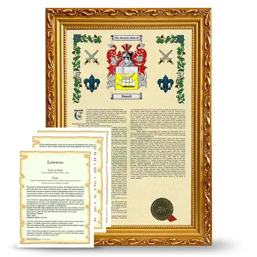 Neault Framed Armorial History and Symbolism - Gold