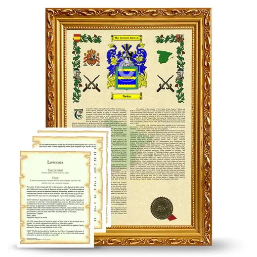 Neira Framed Armorial History and Symbolism - Gold