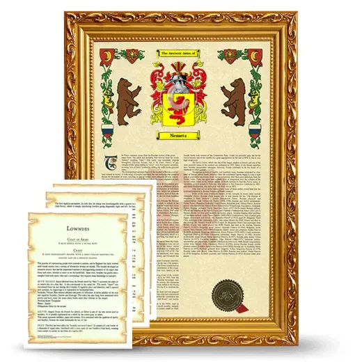 Nemetz Framed Armorial History and Symbolism - Gold